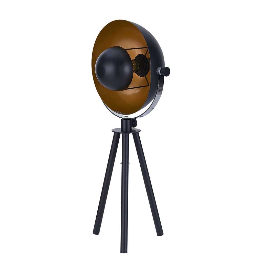 Tischleuchte im Industry Look Schwarz und Kupferfarben
