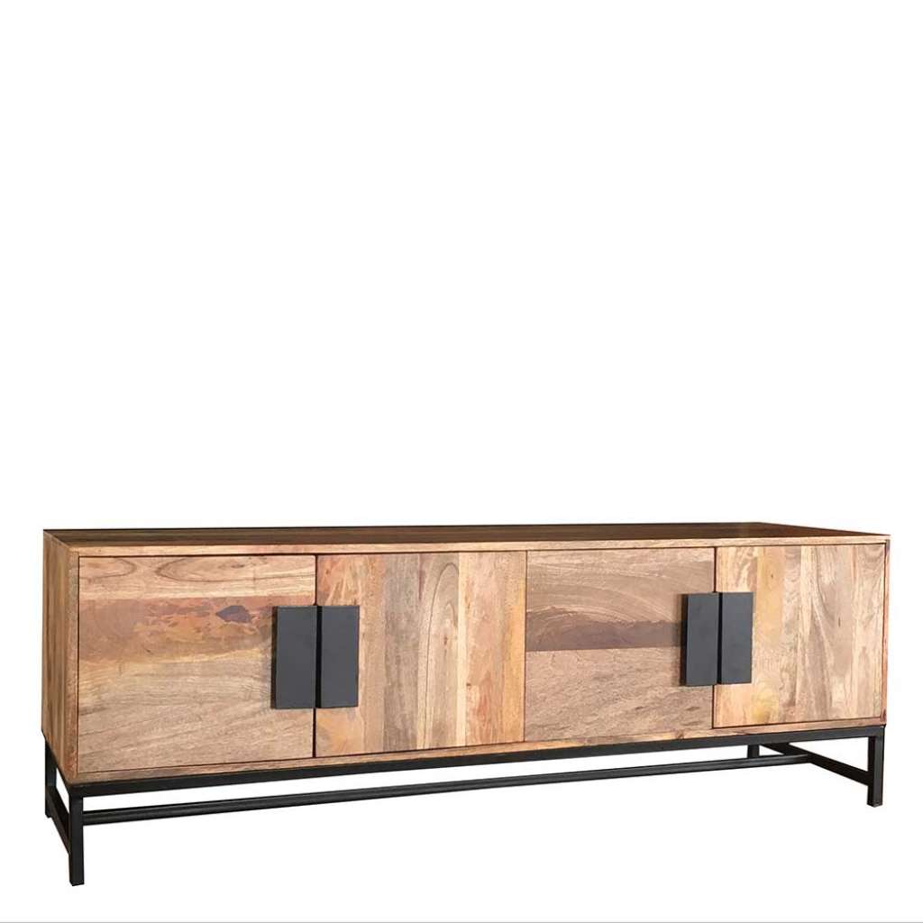 TV Lowboard aus Mangobaum Massivholz und Eisen 150 cm breit