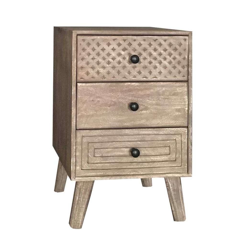 Bettkommode aus Mangobaum Massivholz Landhausstil