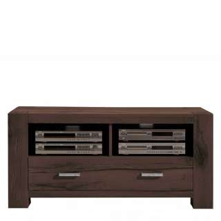 Fernseher Tisch aus Wildeiche Massivholz dunkel mit Antik Finish