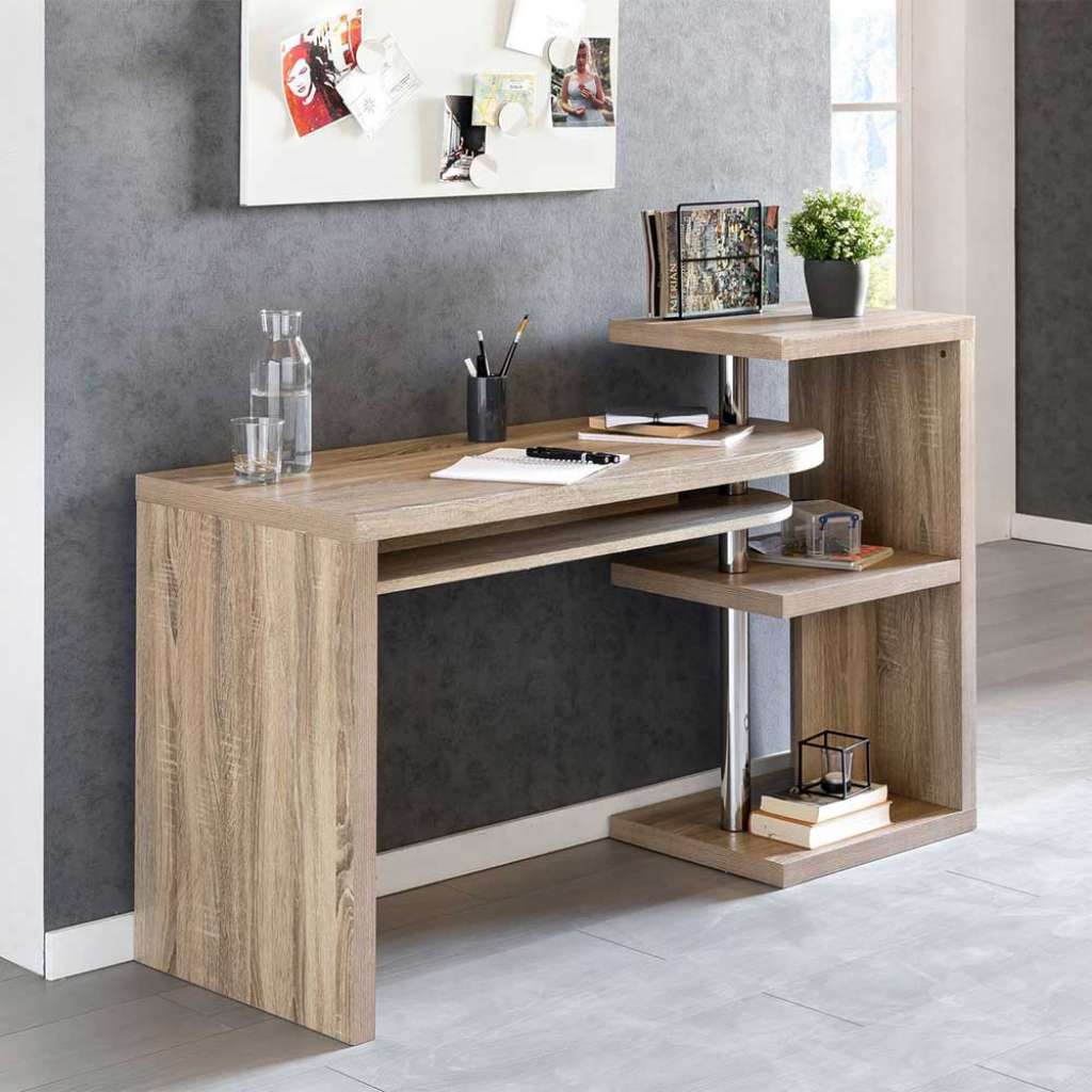 PC Schreibtisch mit Seitenregal Sonoma Eiche