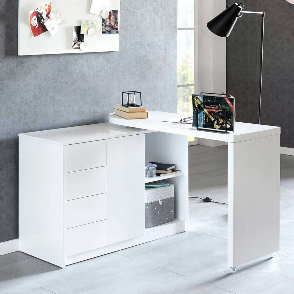 Schreibtisch mit schwenkbarer Platte Weiß