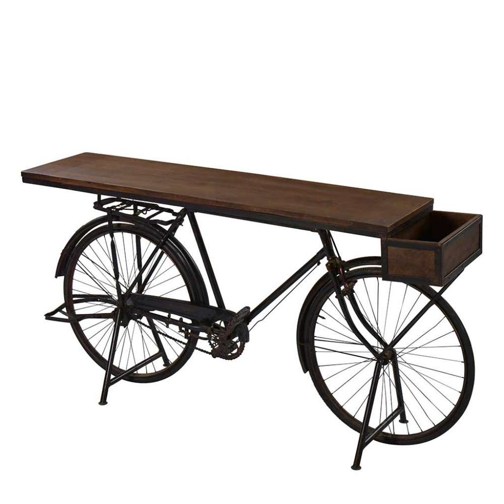 Design Konsolentisch im Fahrrad Design Braun und Schwarz