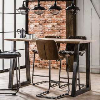 Tresentisch im Loft Style Akazie Massivholz und Edelstahl