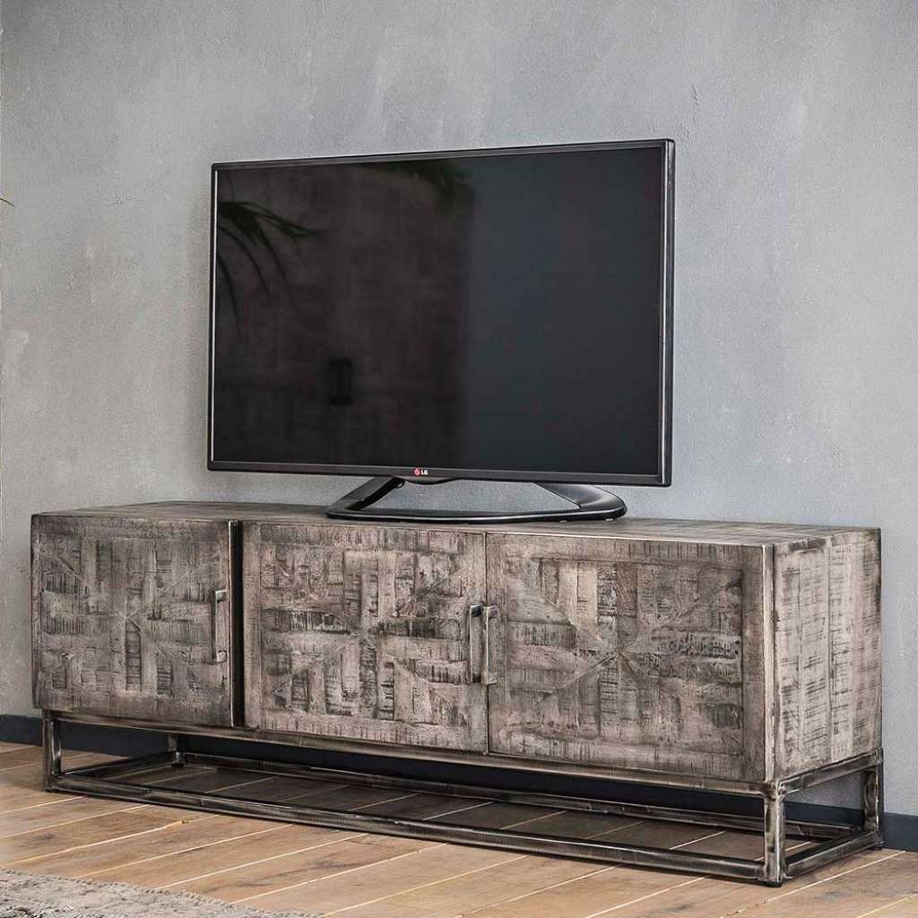 Fernsehboard im Loft Design Mangobaum Massivholz