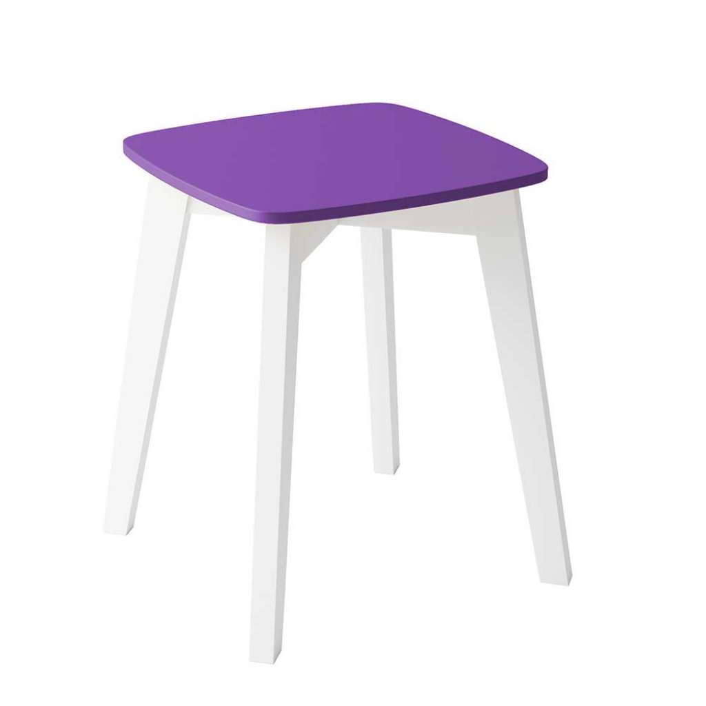Violetter Hocker mit 4-Fuß Gestell aus Buche Massivholz in Weiß 45 cm hoch