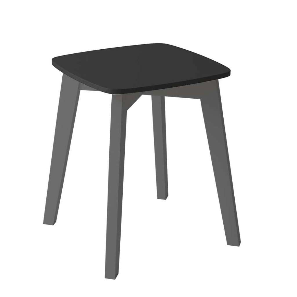 Quadratischer Hocker in Anthrazit und Schwarz 4-Fußgestell aus Buche massiv