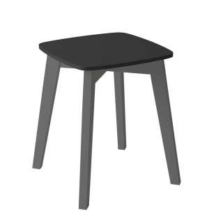 Quadratischer Hocker in Anthrazit und Schwarz 4-Fußgestell aus Buche massiv