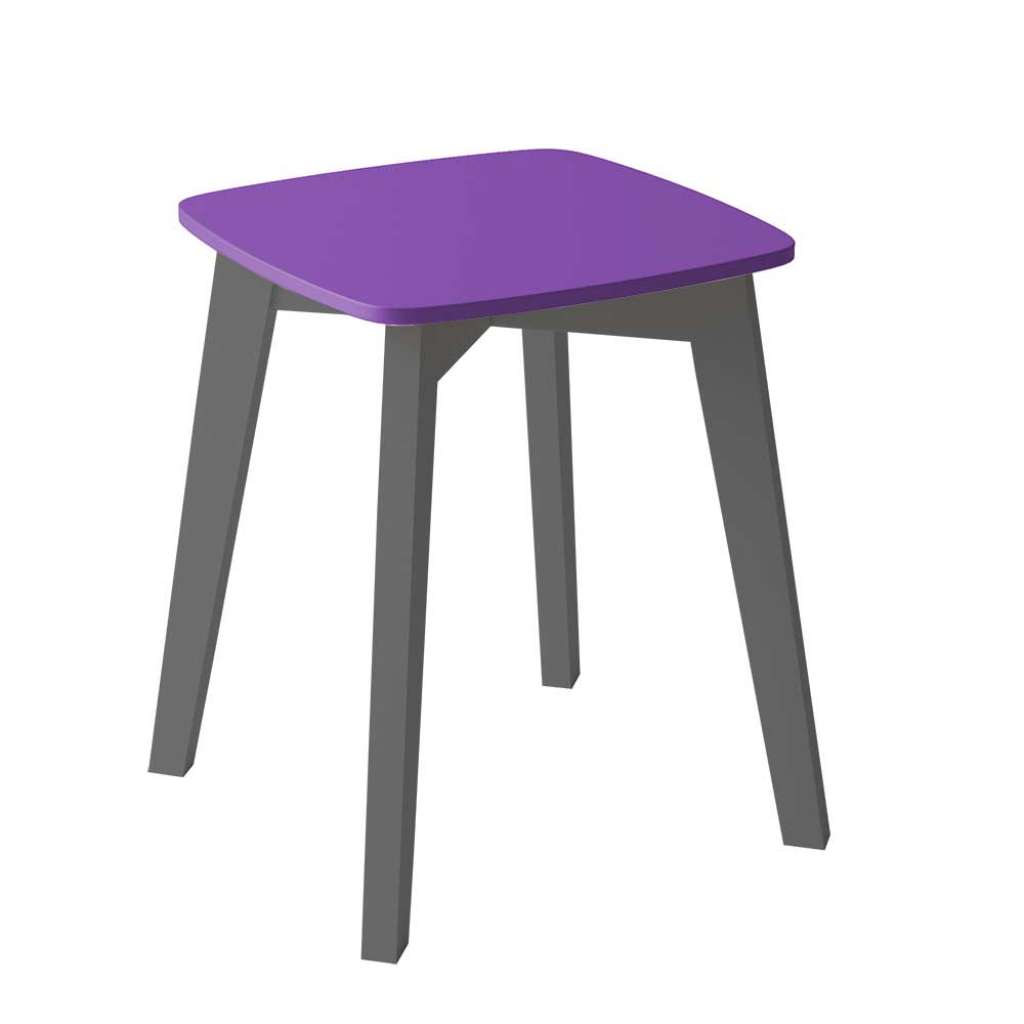 Hocker in Anthrazit und Violett 4-Fuß Gestell aus Buche Massivholz