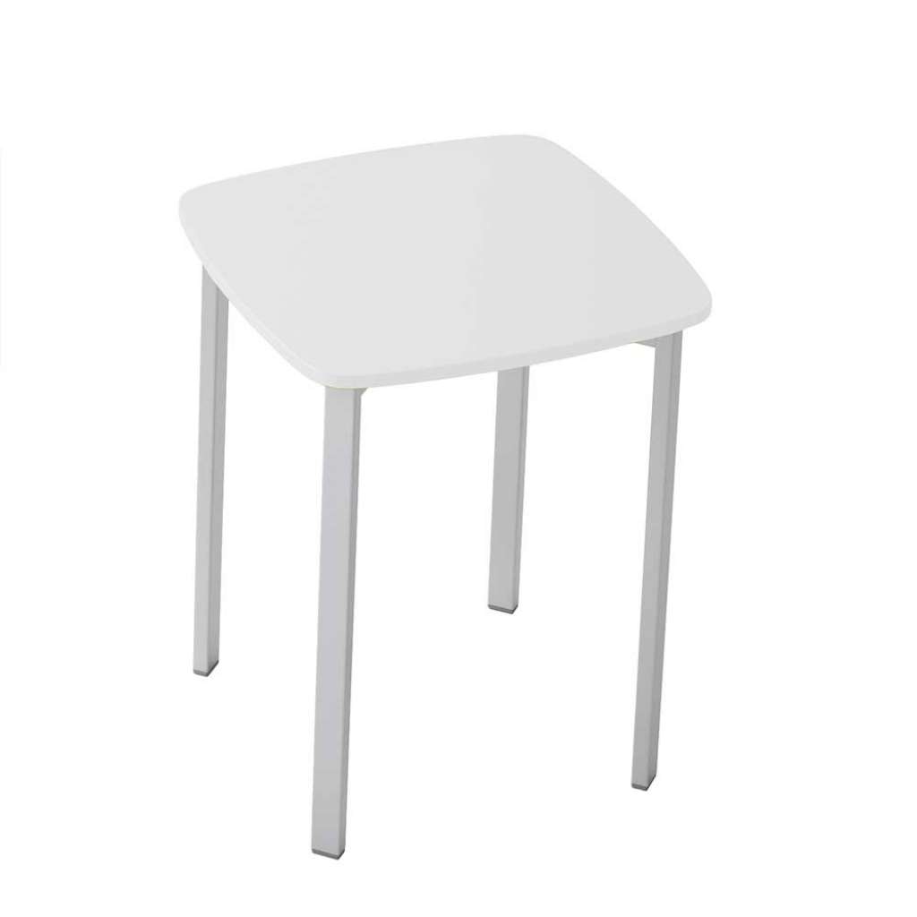 Quadratischer Garderobenhocker in Weiß und Aluminiumfarben modern