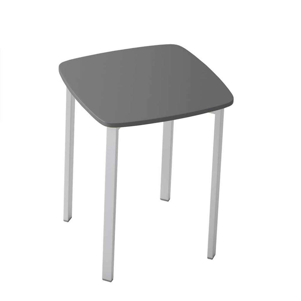 Quadratischer Hocker in Anthrazit und Alufarben 4-Fuß Gestell aus Metall