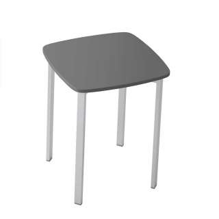 Quadratischer Hocker in Anthrazit und Alufarben 4-Fuß Gestell aus Metall