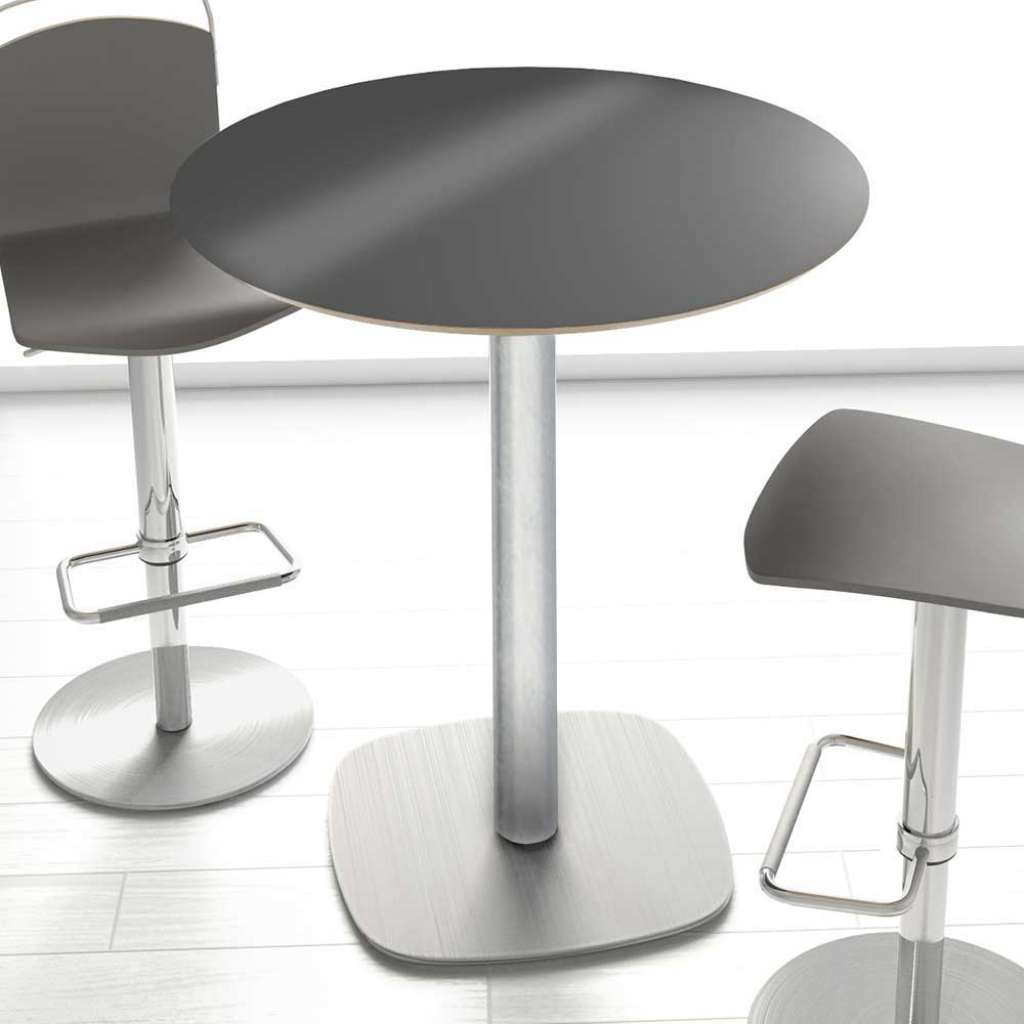 Runder Tresentisch in Anthrazit und Silberfarben Glasplatte in hochglänzend