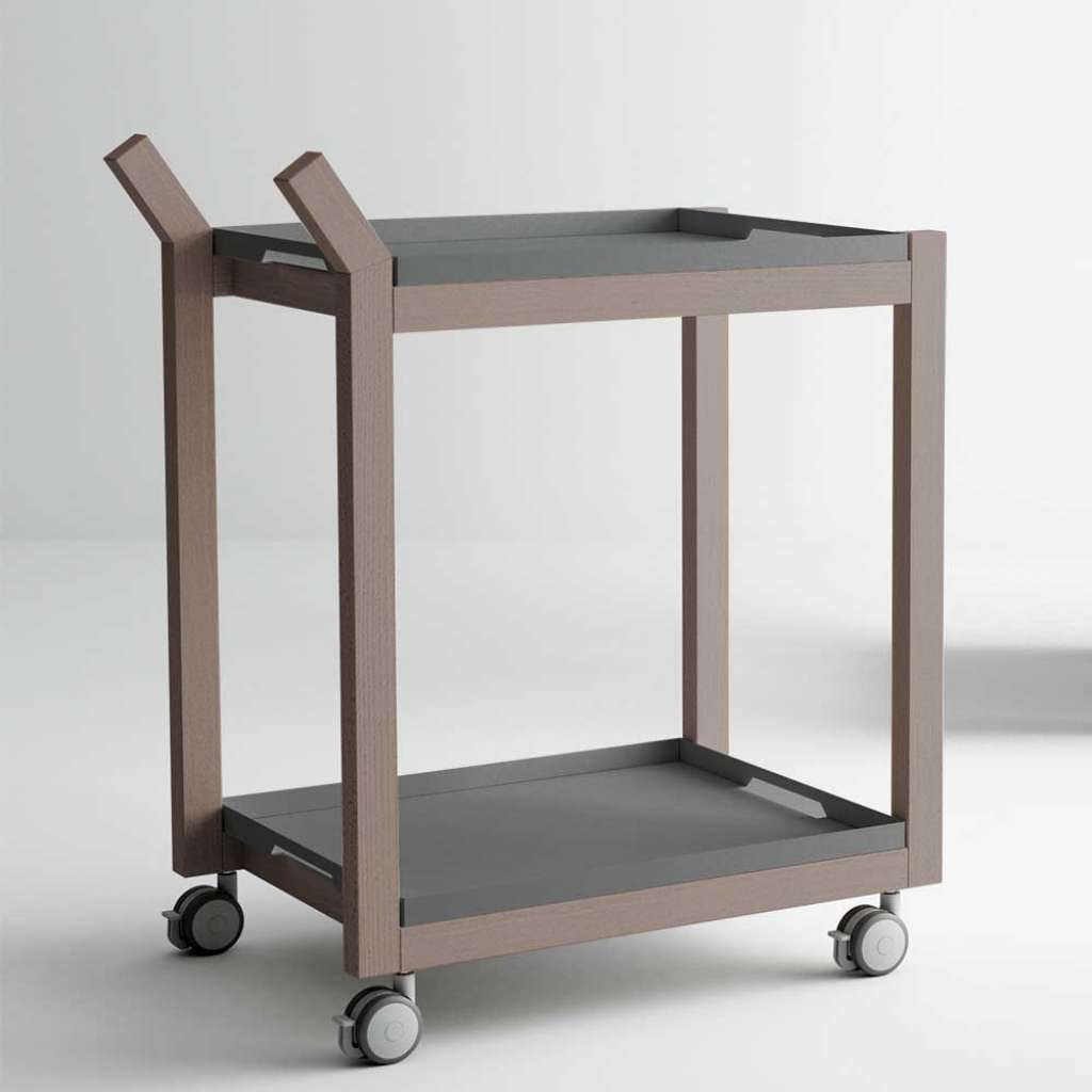 Kuechenrollwagen in Anthrazit und Trüffelfarben Tablettfunktion