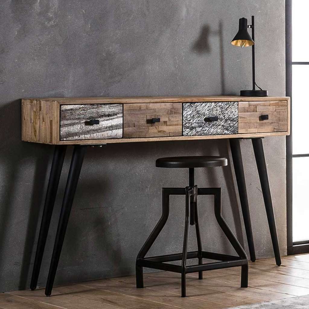 Flur Tisch im Loft Style Teak Massivholz und Metall