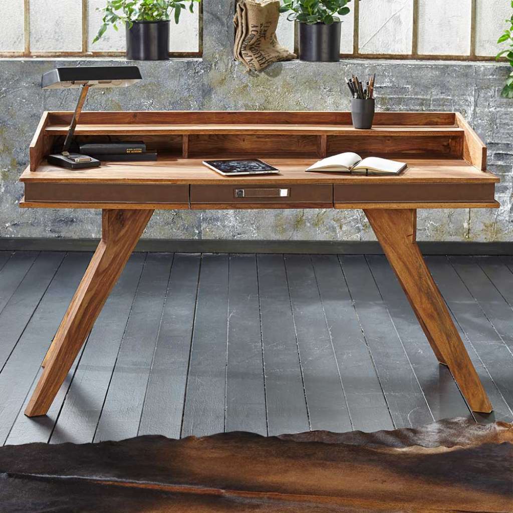 Büroschreibtisch im Landhausstil Sheesham Massivholz