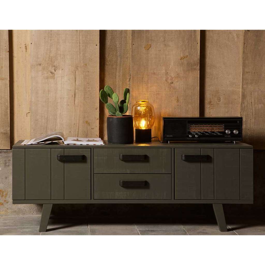 TV Sideboard in Oliv Grün Kiefer Massivholz