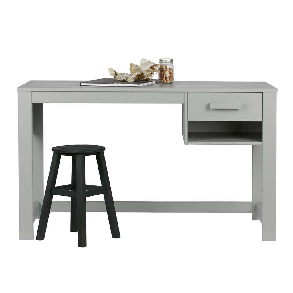 Jugendschreibtisch in Beton Grau Kiefer Massivholz