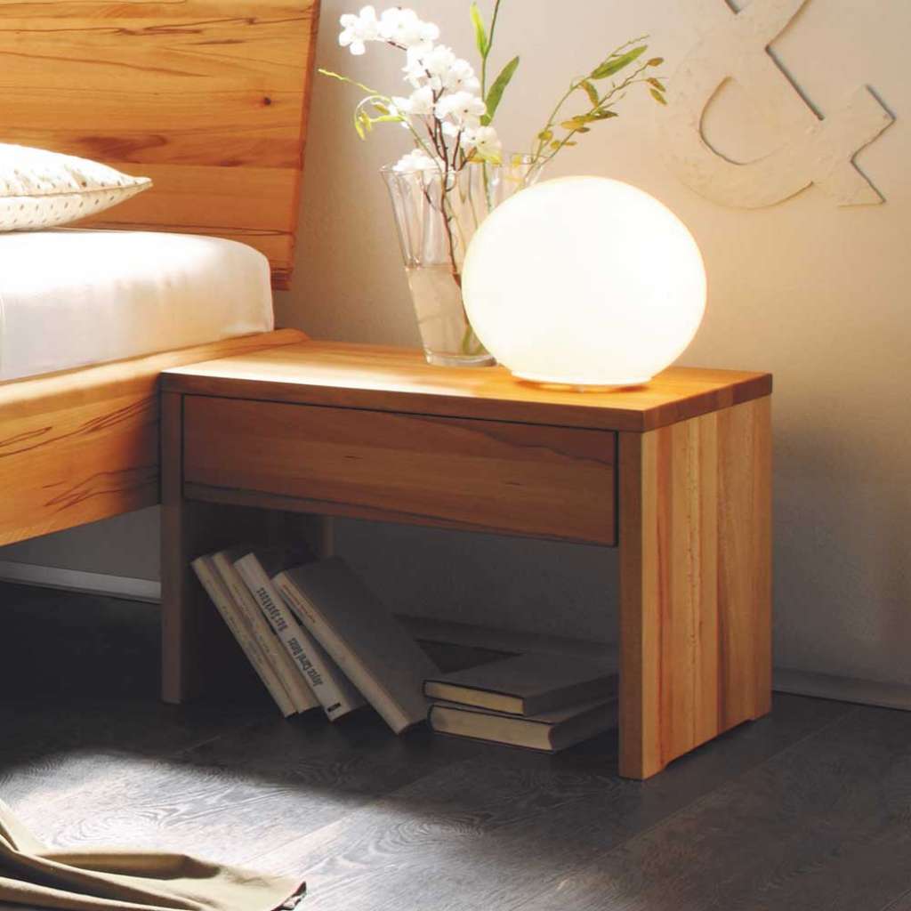 Nachttisch Set aus Kernbuche Massivholz einer Schublade (2er Set)