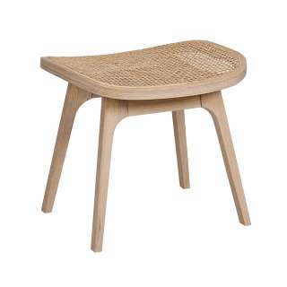 Hocker in Eiche Bianco Peddigrohr Geflecht und Massivholz