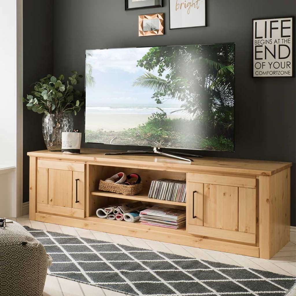 Fernsehunterschrank im Landhausstil Kiefer Massivholz gebeizt und lackiert