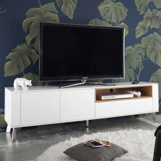 TV Tisch in Weiß und Eichefarben 180 cm breit