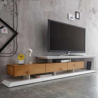Design TV Lowboard in Weiß Eiche furniert