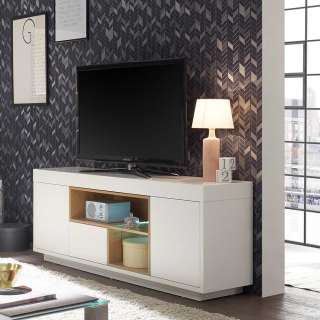 TV Möbel in Weiß und Eichefarben 65 cm hoch