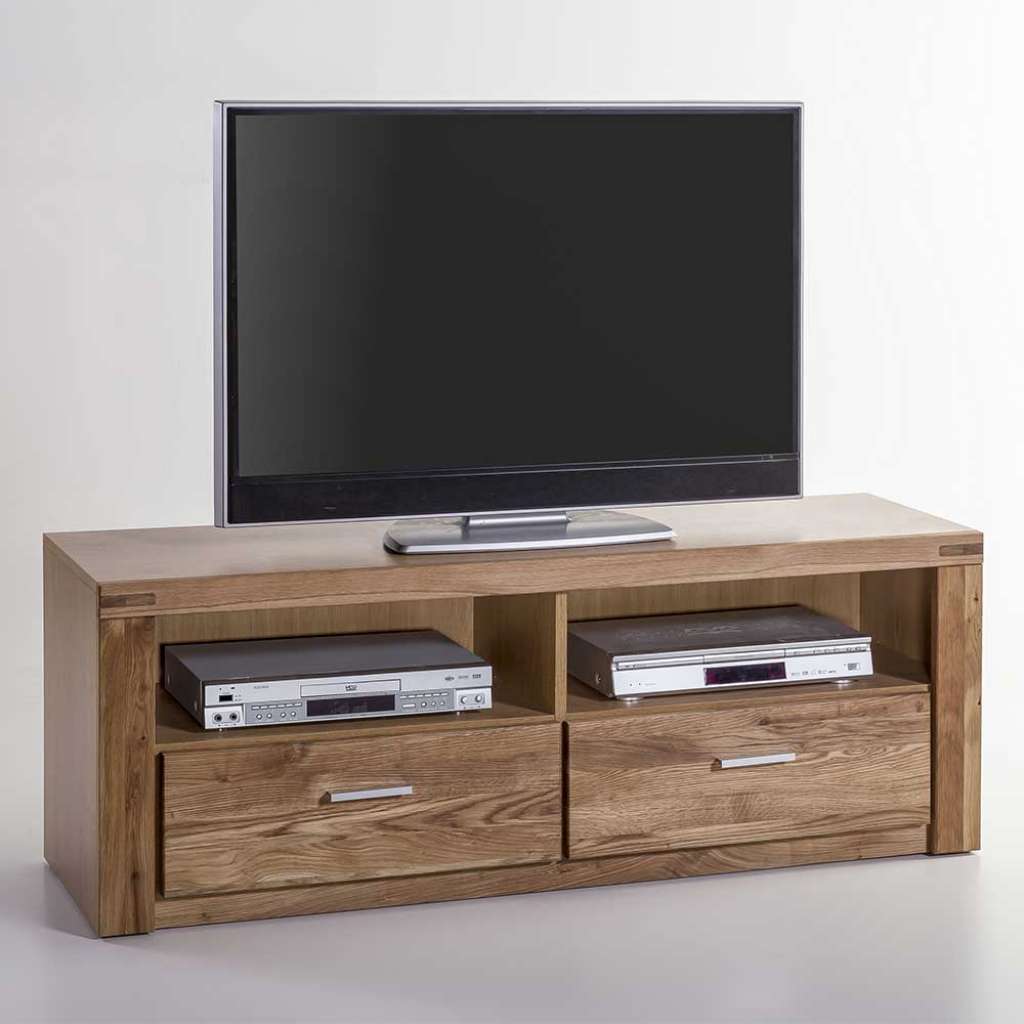 TV Lowboard aus Wildeiche teilmassiv zwei Schubladen