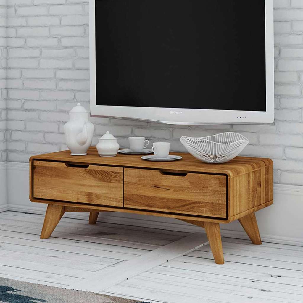 TV Tisch aus Wildeiche Massivholz 90 cm breit