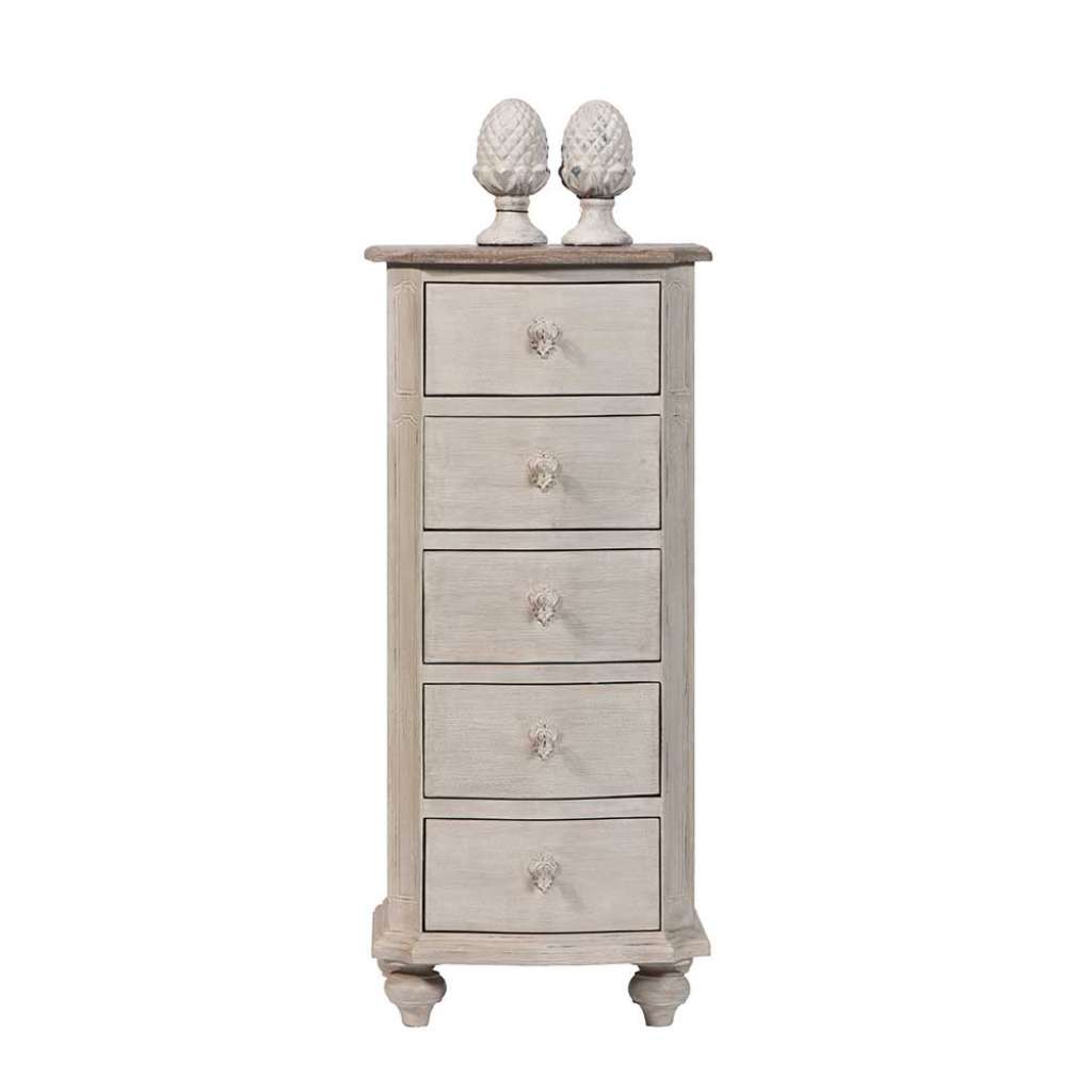 Hochkommode in Creme Weiß fünf Schubladen