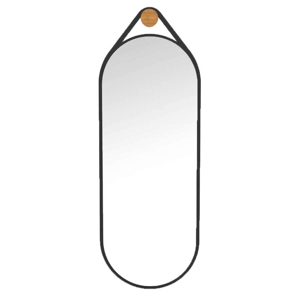 Ovaler Flurspiegel in Schwarz Metall