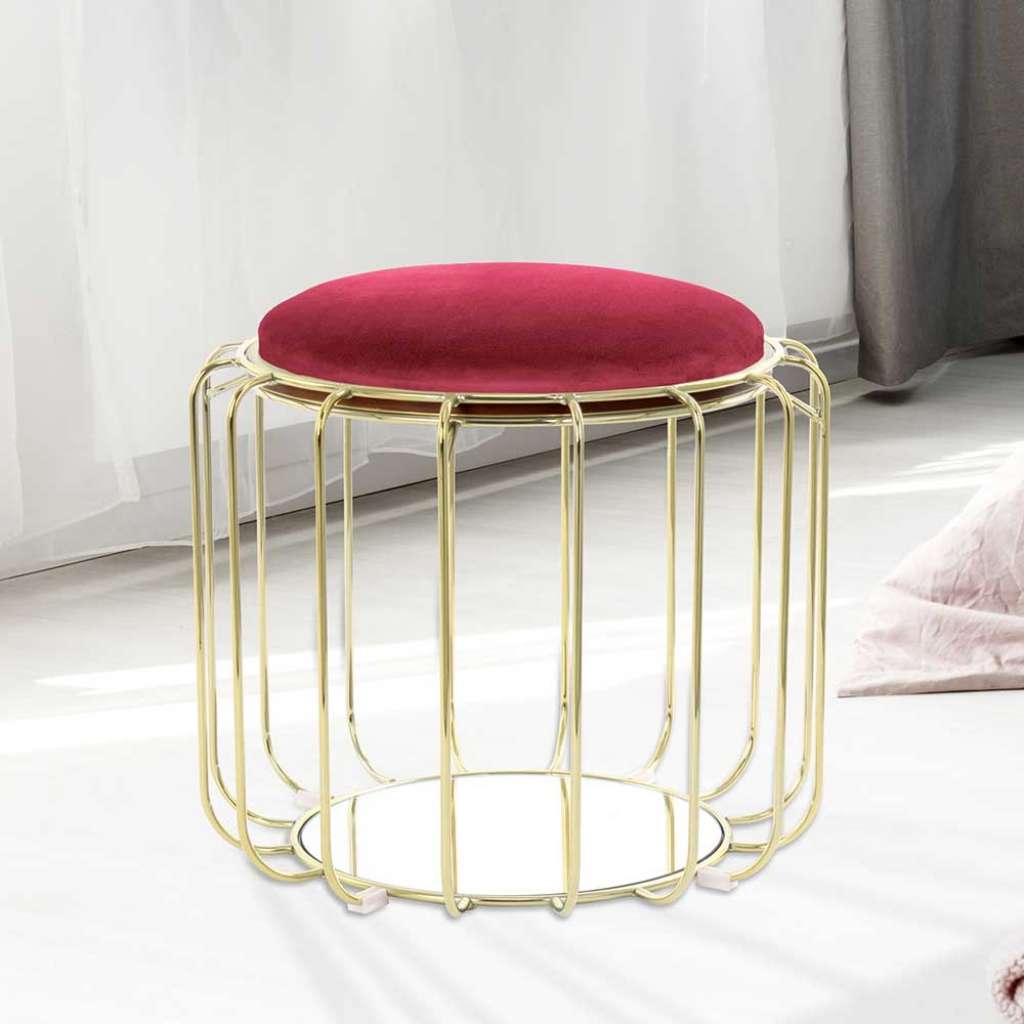 Design Sitzhocker in Rot und Goldfarben wendbarem Sitz