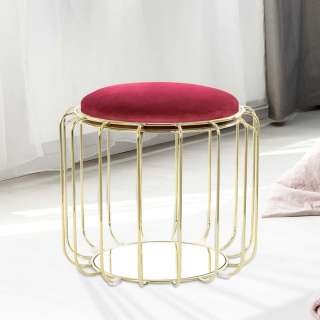 Design Sitzhocker in Rot und Goldfarben wendbarem Sitz