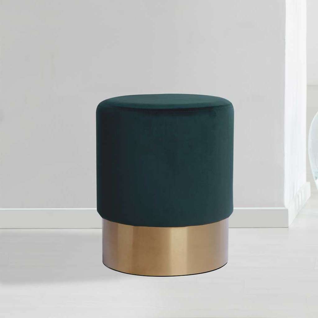 Samthocker in Dunkelgrün Retrostil