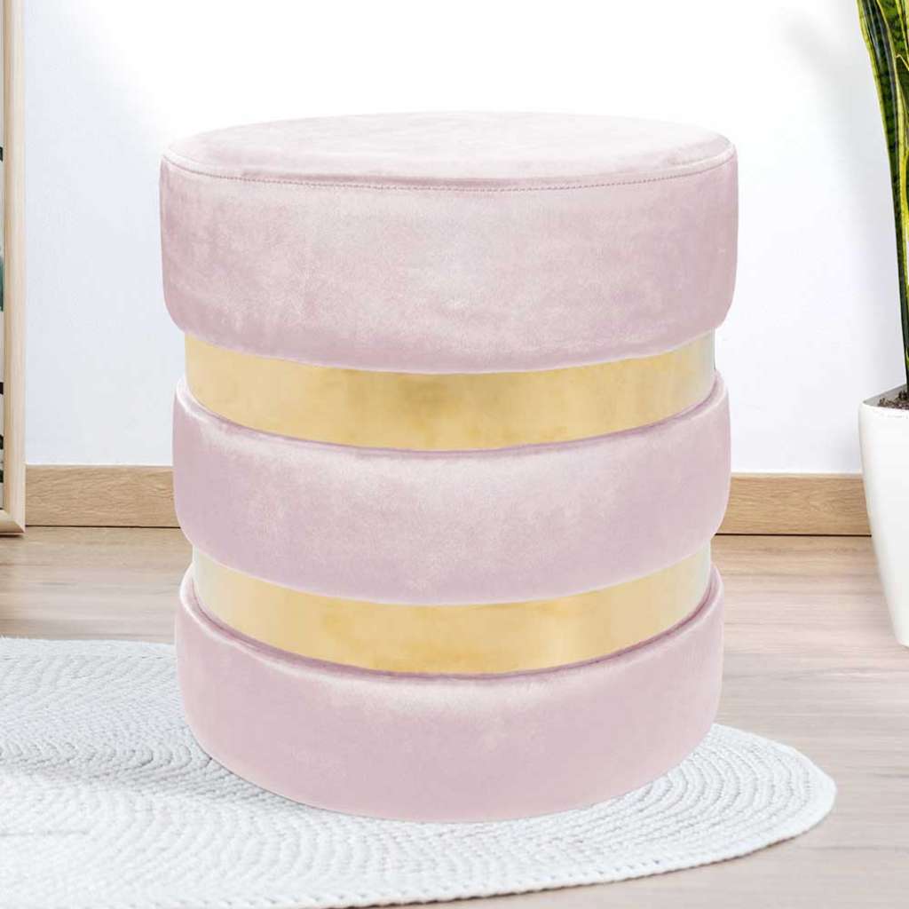 Design Hocker in Rosa und Goldfarben Samt
