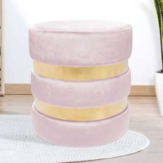 Design Hocker in Rosa und Goldfarben Samt