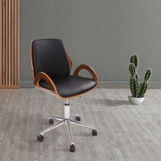 Schreibtischdrehstuhl in Schwarz und Naturfarben Retro Design