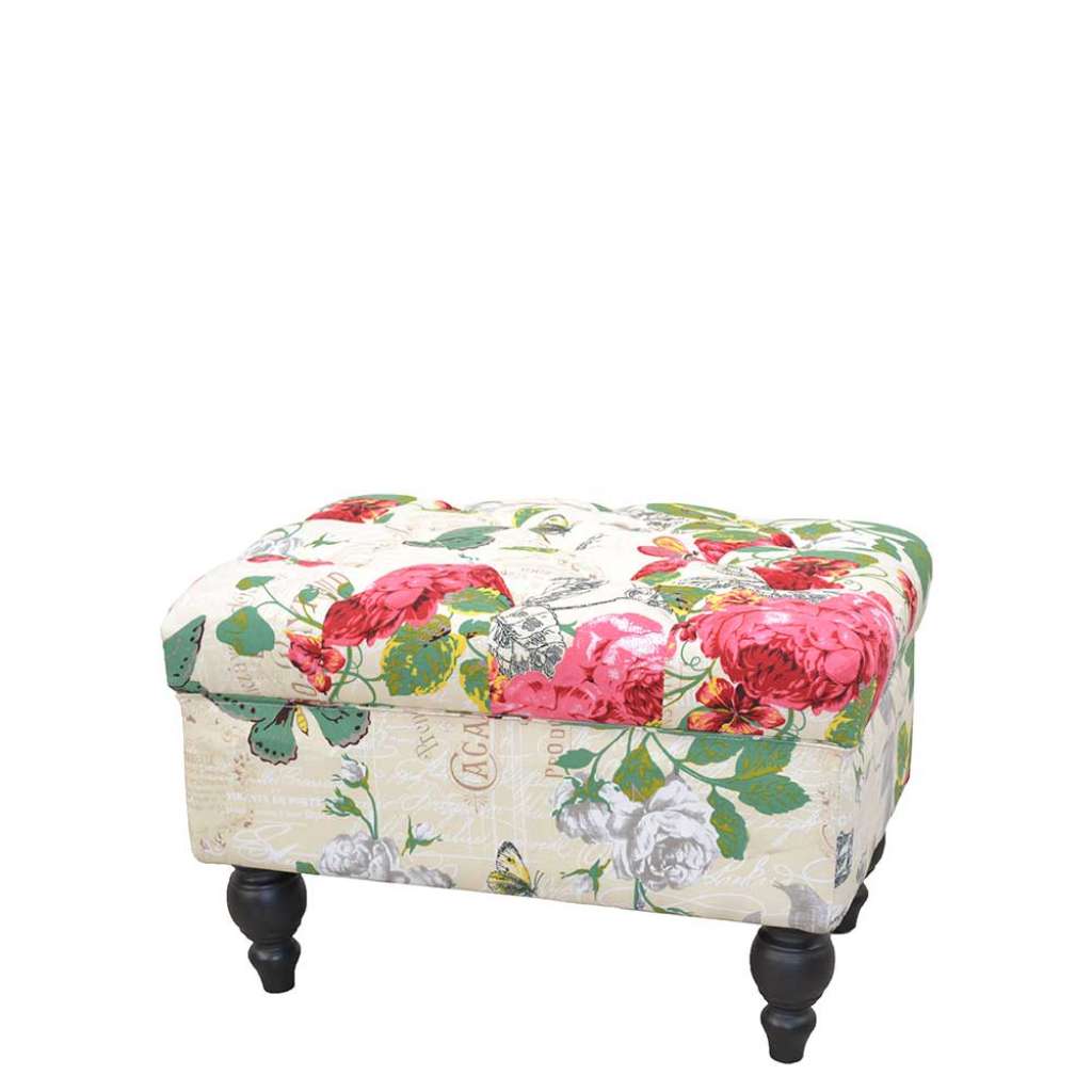 Polsterhocker mit Blumenmuster Vintage Design