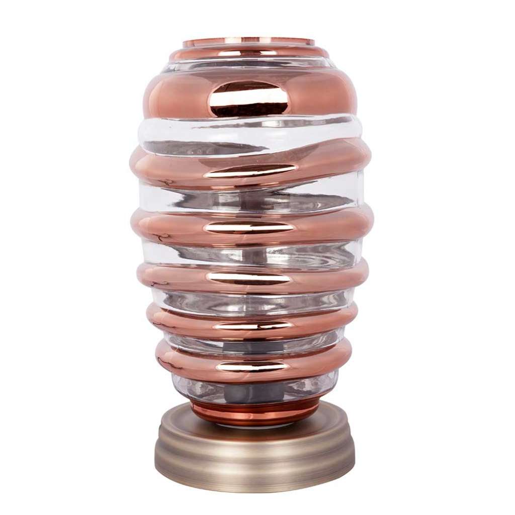 Glas Tischlampe in Kupferfarben 29 cm hoch