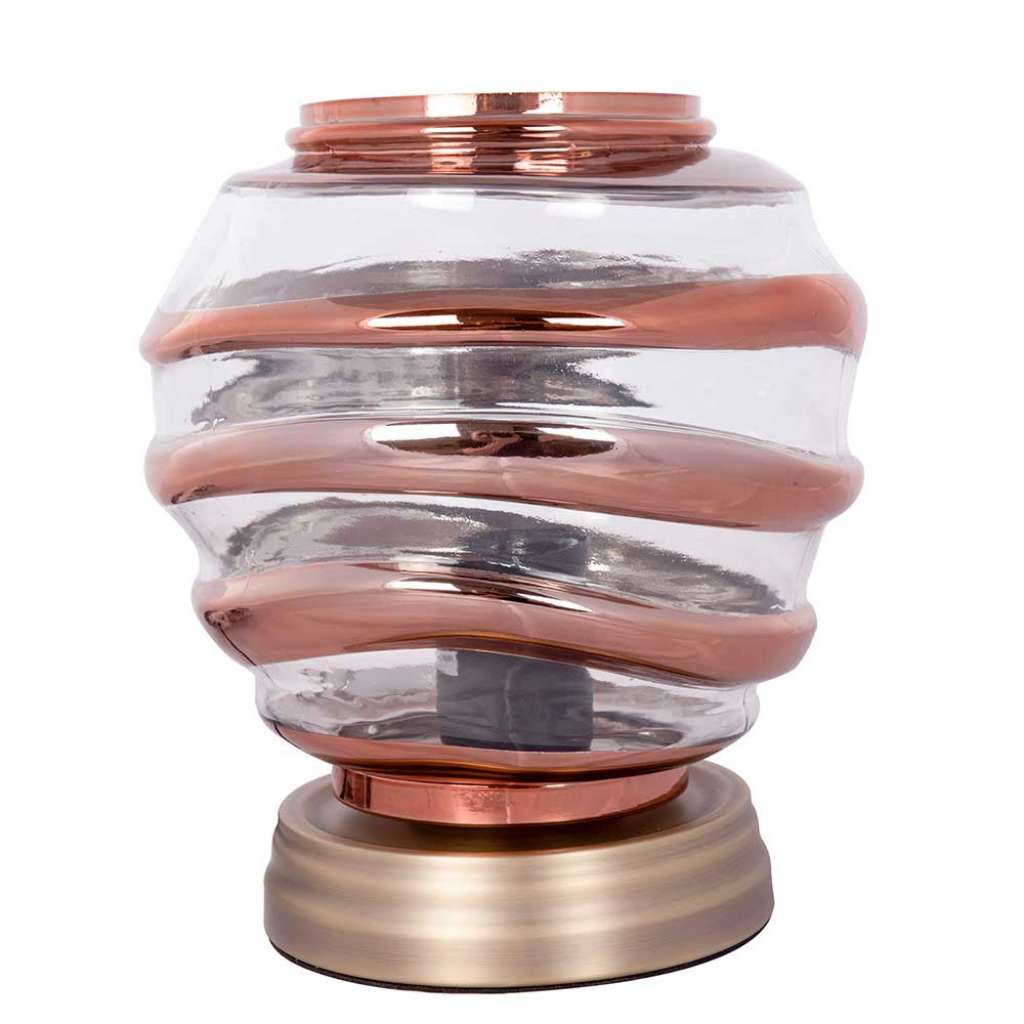 Design Tischleuchte in Kupferfarben Glas