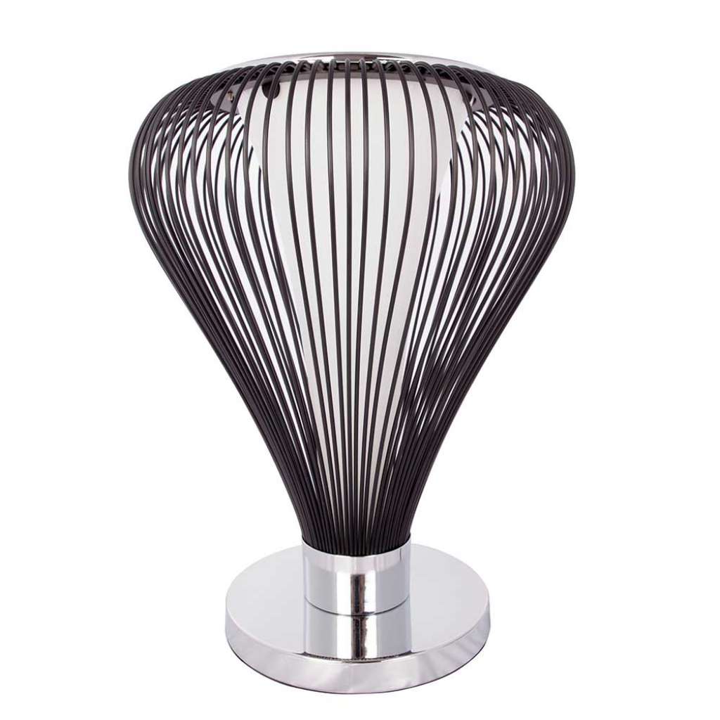 Design Tischleuchte mit Drahtschirm Schwarz