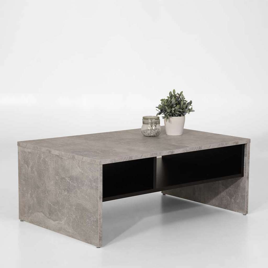 Sofatisch in Beton Grau und Schwarz 110 cm breit