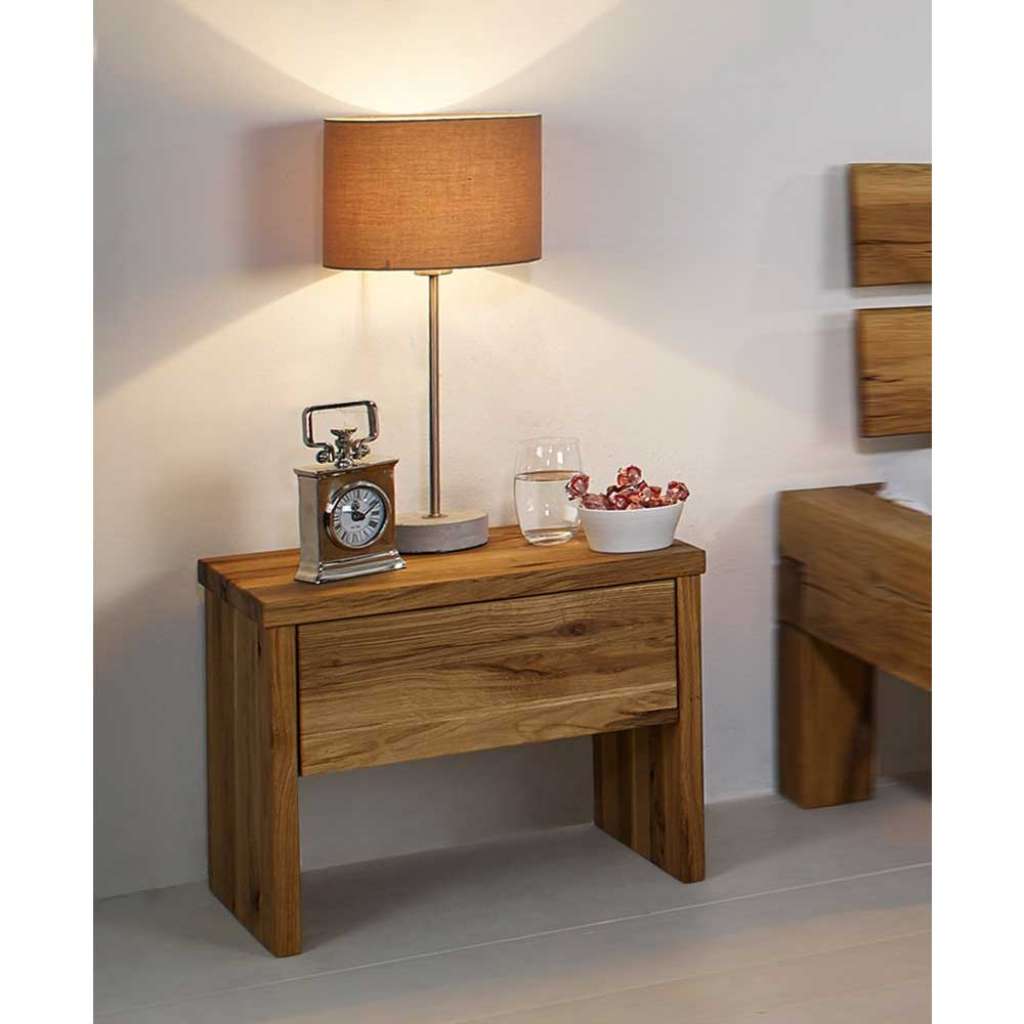 Bettkommode aus Wildeiche Massivholz 50 cm breit