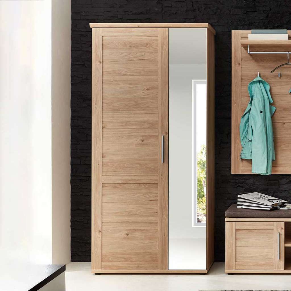 Dielenkleiderschrank in Eichefarben Spiegeltür
