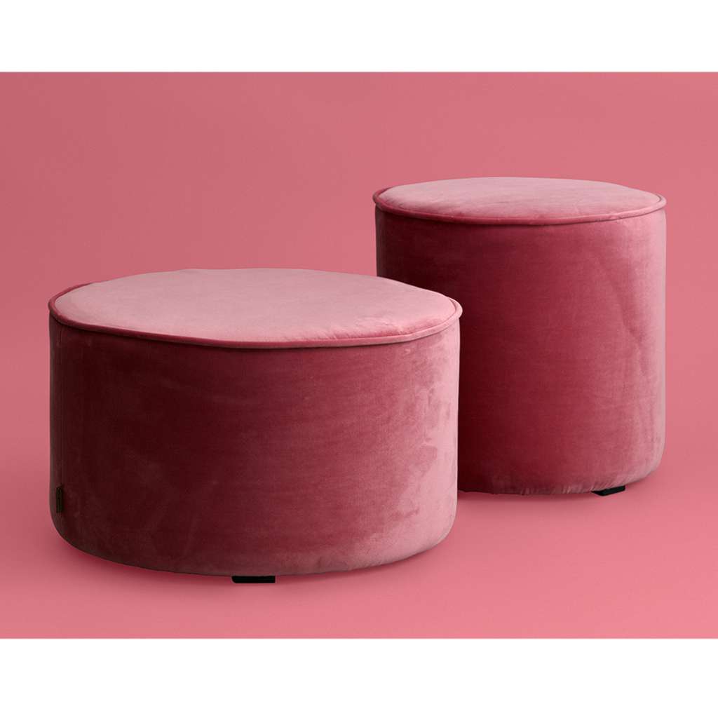 Sitzpouf in Altrosa Samt rund