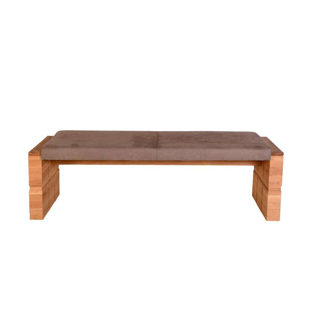 Esszimmer Sitzbank aus Eiche Massivholz Taupe Microfaser