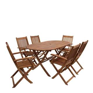 Gartentischgruppe mit ovalem Tisch klappbaren Stühlen (7-teilig)
