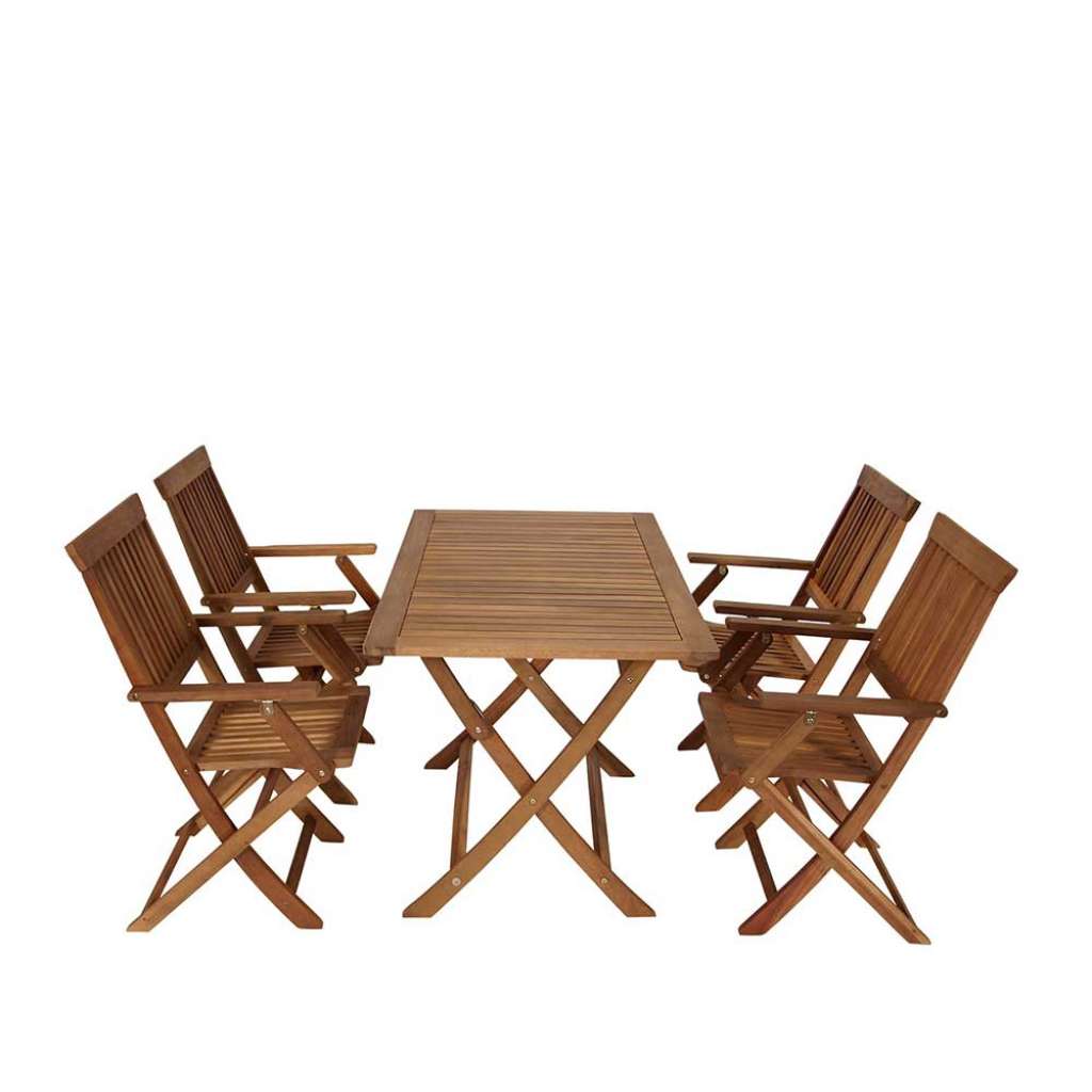 Garten Tischgruppe aus Akazie Massivholz klappbaren Garten Sesseln (5-teilig)