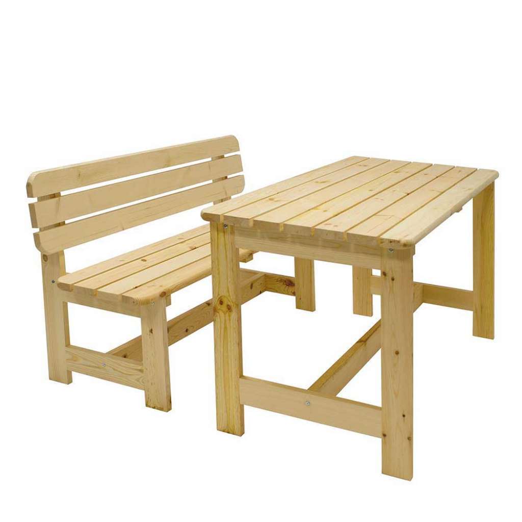 Gartisch und Bank aus Kiefer Massivholz naturbelassen (2-teilig)